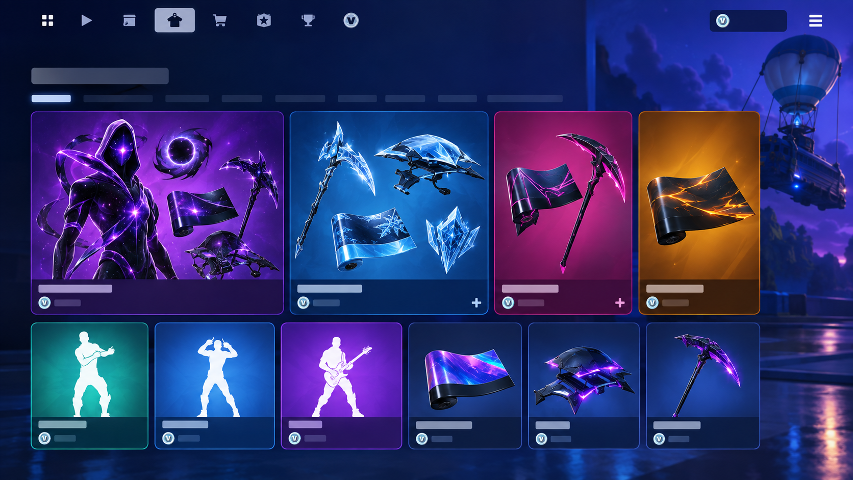 Fortnite Item Shop product grid and daily reset atmosphere