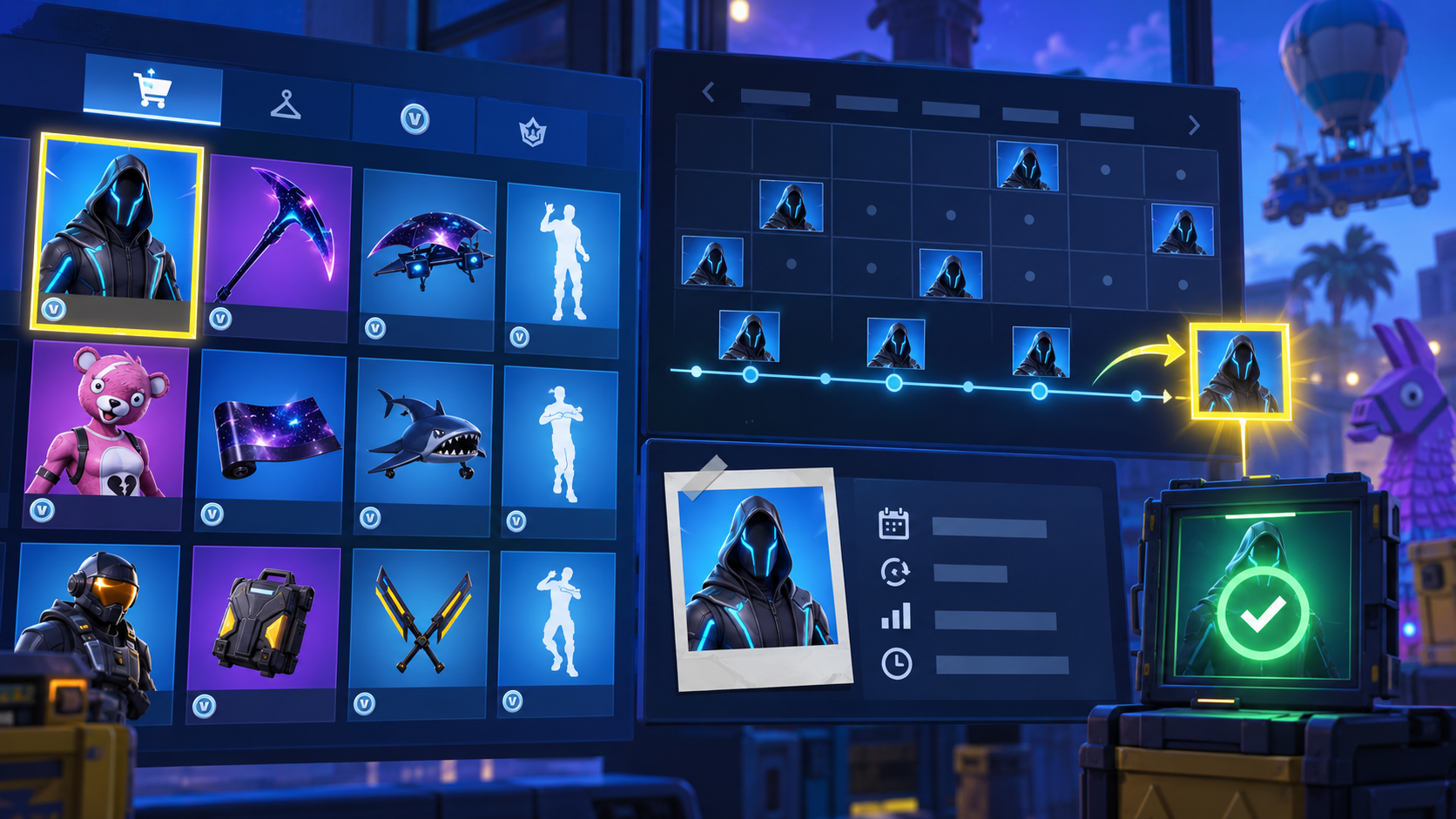 Fortnite cosmetic return tracking and Item Shop history visual